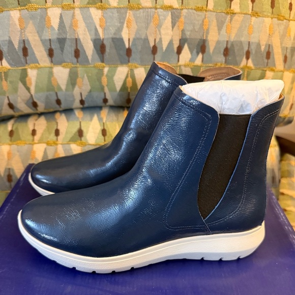 New brothers navy leather boots sz 6.5m $109 Brazil - Picture 1 of 5